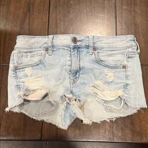 American Eagle Outfitters Light Blue Ripped Jean Shorts